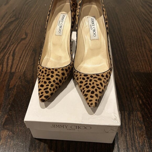 Jimmy Choo Shoes - Jimmy Choo Pony Skin Leopard Print Pointy Pumps